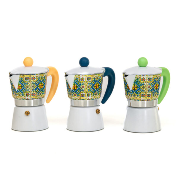 Caffettiera fantasia maiolica mediterraneo bomboniere solidali cuorematto