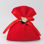 portaconfetti sacchetti per bomboniere laurea rosso cotone panama con legno tocco cappello